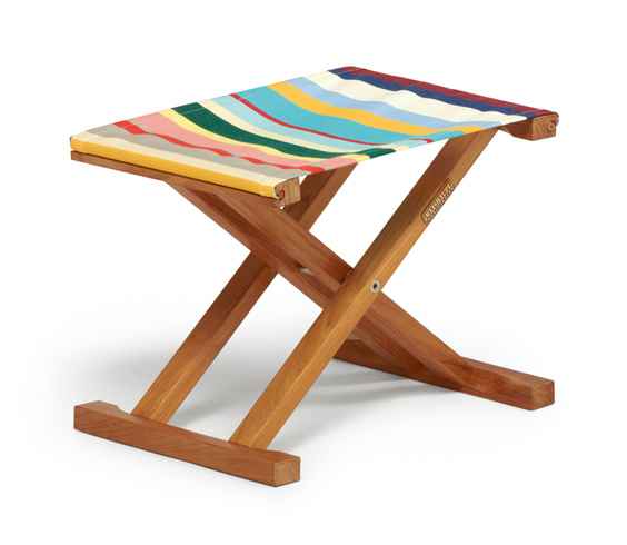 CABIN Hocker, klappbar, Teak / Acryltuch