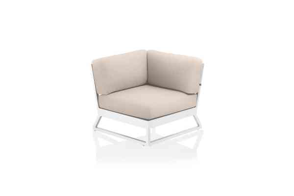 OCEAN SKID PLATFORM LOUNGE Eckteil Aluminium Weiß / Sunbrella Linen Chalk