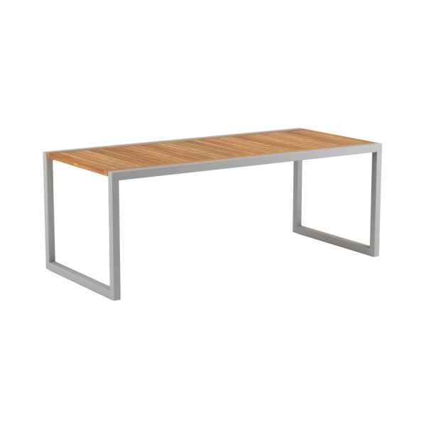 NINIX Tisch 300 x 100 cm Edelstahlgestell mit Tischplatte aus Teak oder Keramik