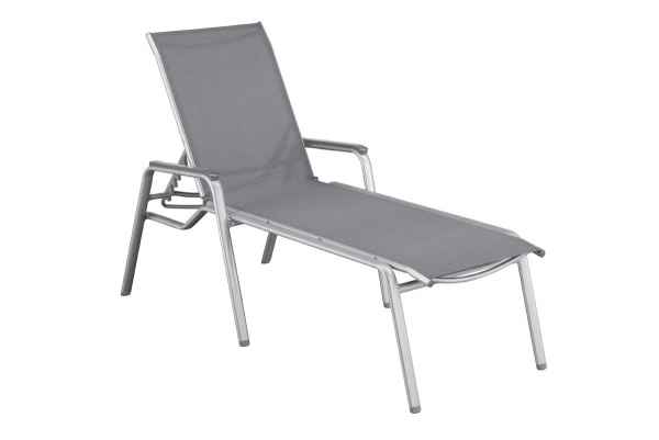 CIRRUS Stapelliege - Aluminiumgestell Slber mit Outdoorgewebe Anthrazit-Grau