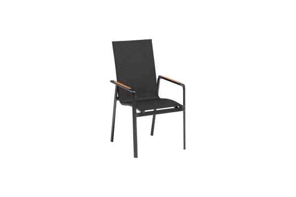 Diamond Stapelsessel Hoch mit Teakholz-Armlehnen - Aluminium / Outdoorgewebe bzw. Sunbrella