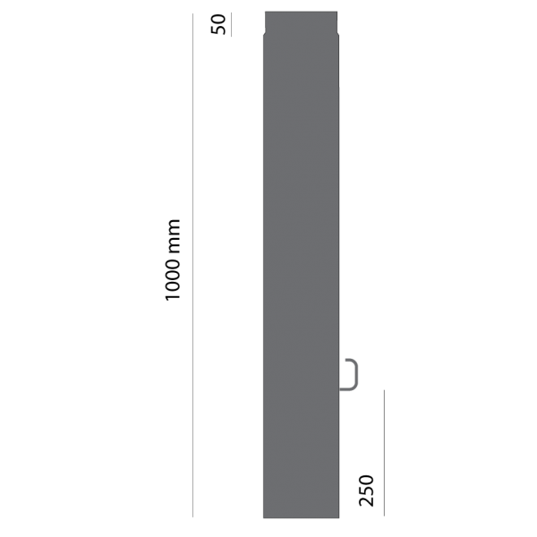 Rauchrohr 1000 mm, Ø 150 mm mit Drosselklappe, gussgrau