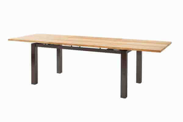 Porto Ausziehtisch 170-270 x 90 x 77,5 cm Edelstahlgestell Dunkelgrau mit Tischplatte recycled Teak