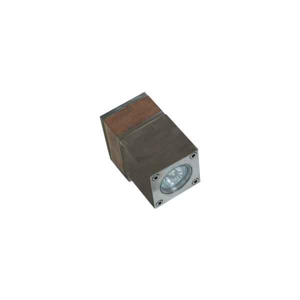 Q-BIC Wandleuchte, 1 Spot Teak / Edelstahl