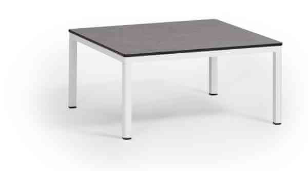 MINU Beistelltisch 77x77x42cm Aluminium / HPL / Teak
