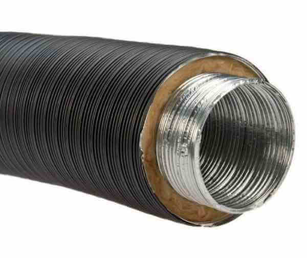 Alu-Isolierflexrohr Ø 125 mm (innen) schwarz, 80 cm Länge