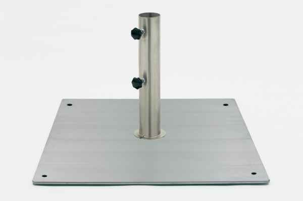 Bodenplatte 34 KG Edelstahl quadratisch / Standrohr Edelstahl