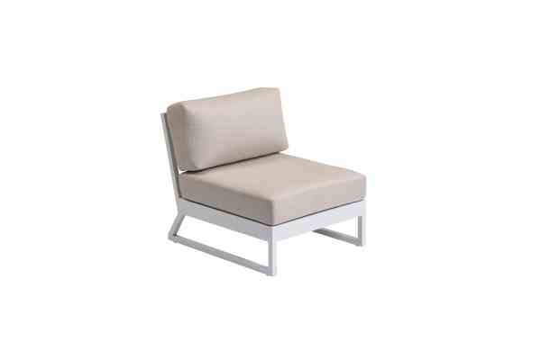OCEAN SKID PLATFORM LOUNGE Mittelteil Aluminium Weiß / Sunbrella Linen Chalk