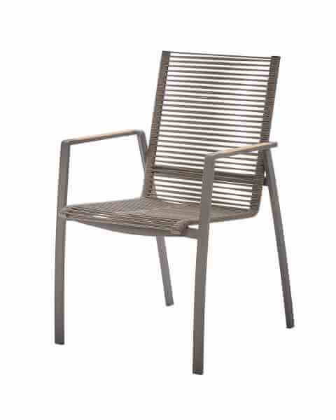 Valencia Stapelsessel 56,5 x 65 x 92 cm Edelstahlgestell dunkelgrau mit Rope grau