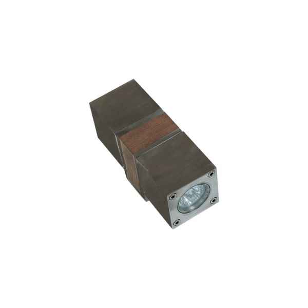 Q-BIC Wandleuchte, 2 Spots Teak / Edelstahl