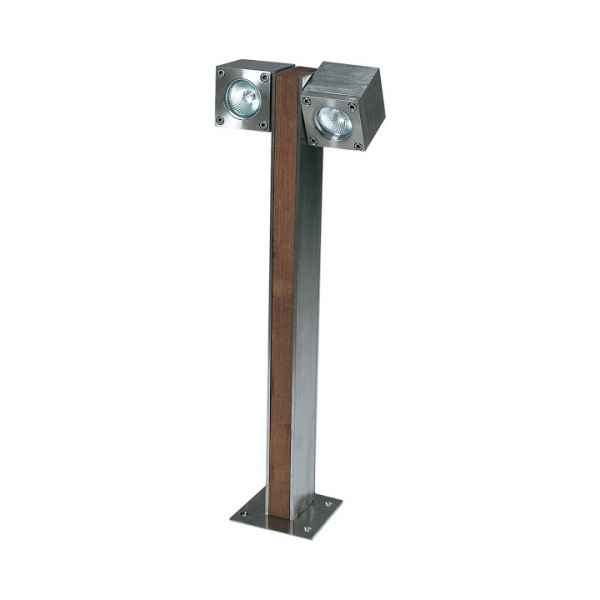 Q-BIC Stehleuchte 60 cm, 2 Spots Teak / Edelstahl