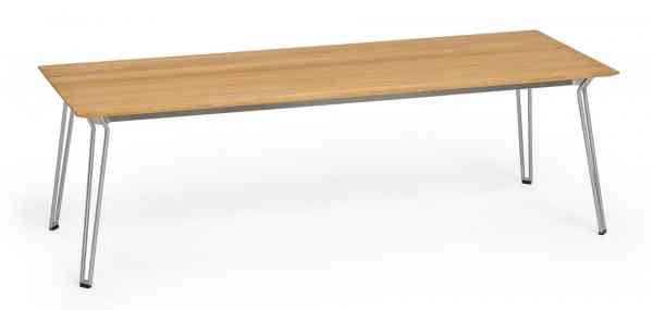 SLOPE Tisch 240 x 90 cm rechteckig, Edelstahl / HPL, Keramik oder Teak