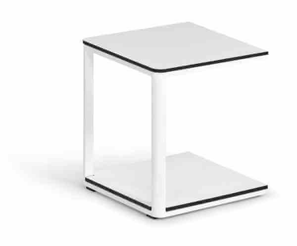 MINU Beistelltisch 40x40x46cm Aluminium / HPL / Teak