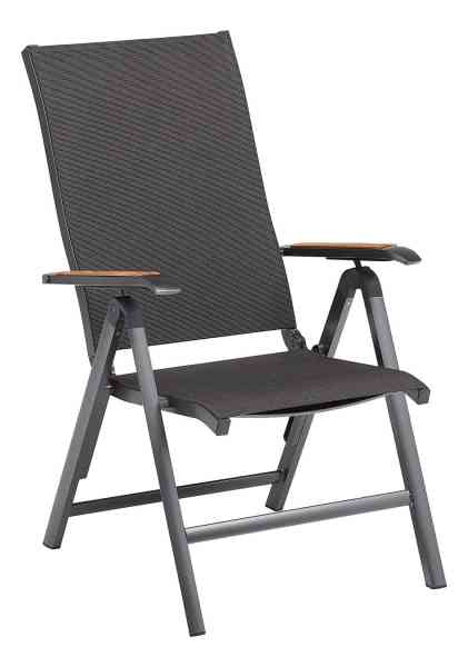 Diamond Verstellsessel mit Teakholz-Armlehnen - Aluminium / Outdoorgewebe