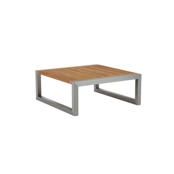 NINIX Kaffeetisch Teak 90 x 90 x 36 cm Edelstahl / Aluminium mit Tischplatte aus Teak oder Keramik